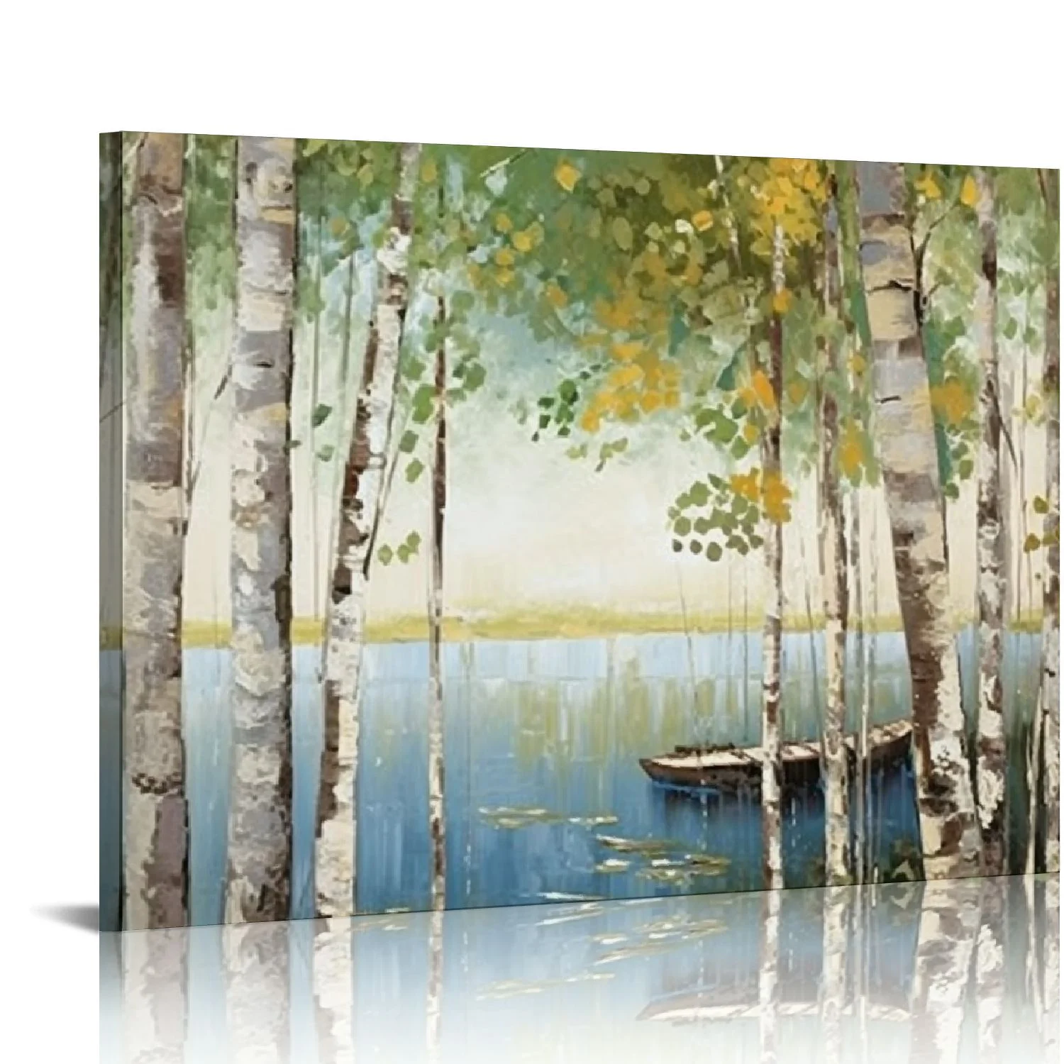 ARISTURING  Gold Framed Canvas Wall Art Picture, Nordic Style Yellow Aspen Grove brich Trees Forest for Living Room Bedroom Home Interior Decor (Forest Birches)