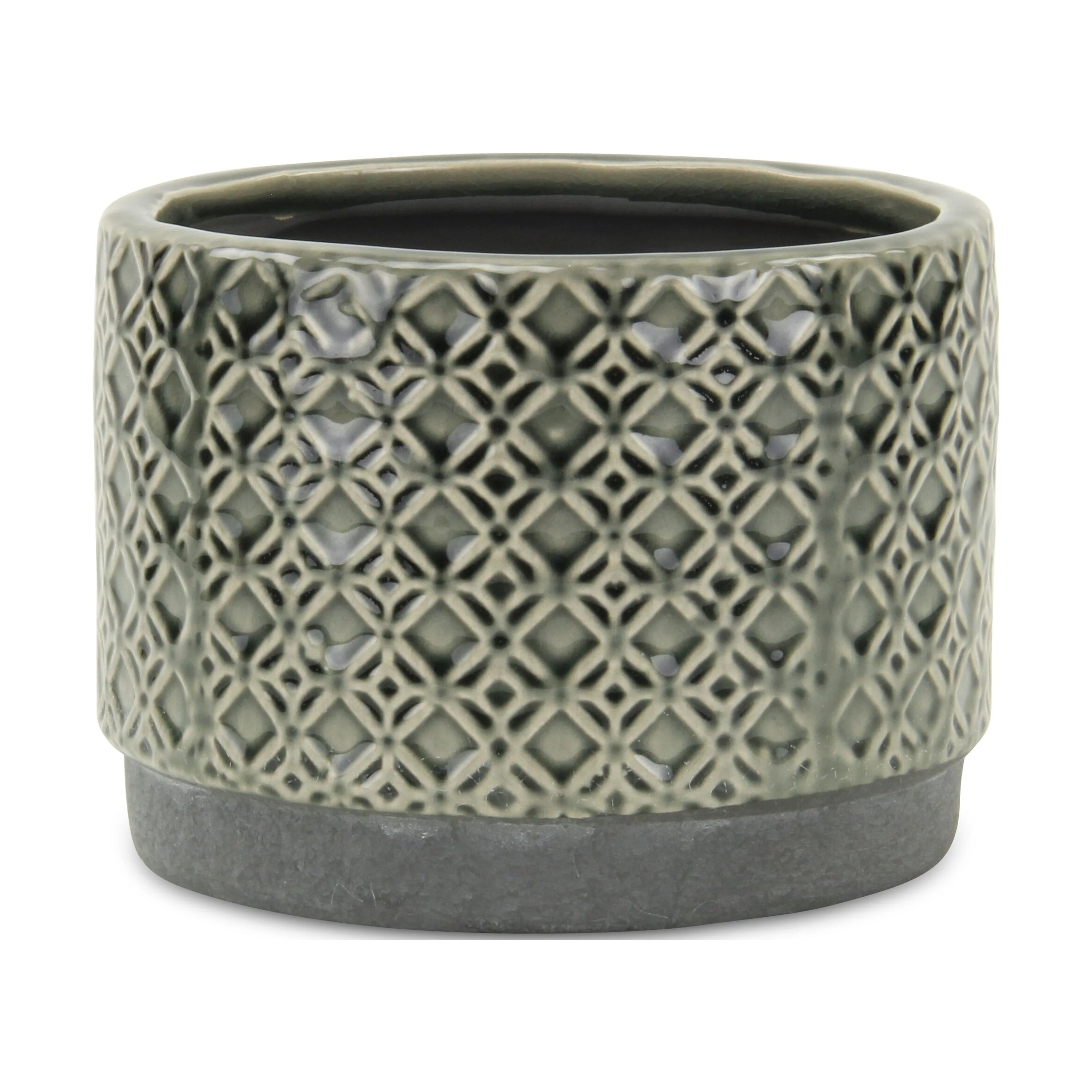 Cheungs Zajedani Gray Ceramic Wide Lattice Pot Small