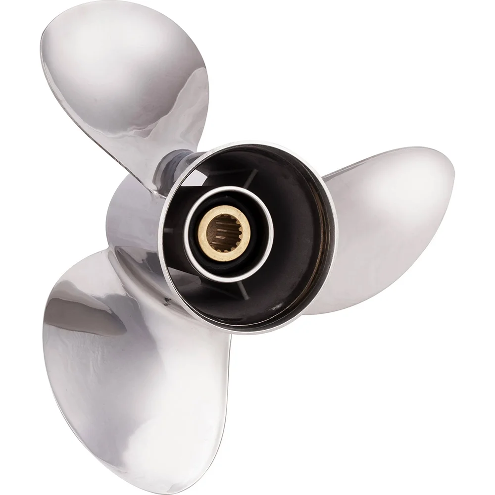 New Stainless Steel Propeller Compatible With Yamaha 4 Stroke 15 Spline 75 50-140 Hp For Years 2003-2021 By 3431-130-19 Pt70115P19 Diameter 13