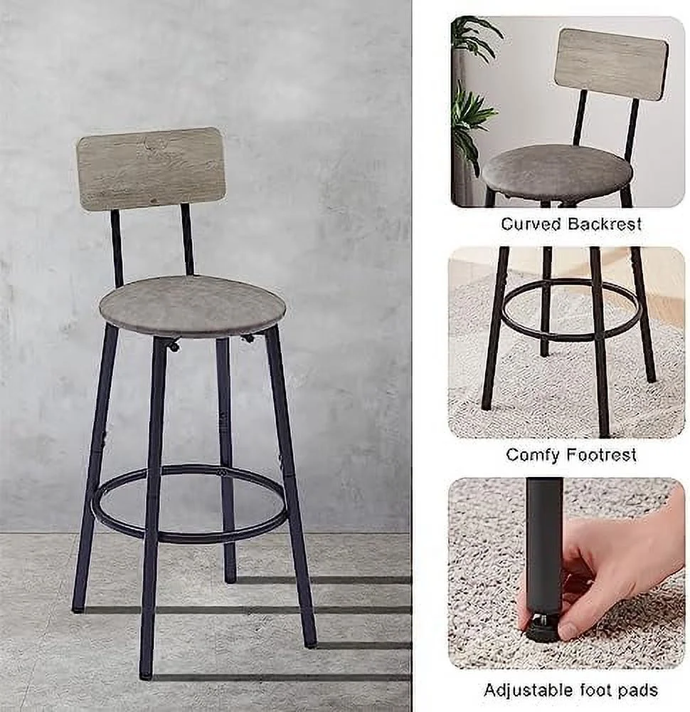 SJOIKLM Table Set for 2 with 2 PU Upholstered Stools  Pub Bistro Dinning Table and Stools with Backrest  Counter Height  Table Set for Apartment  Kitchen  Small Space