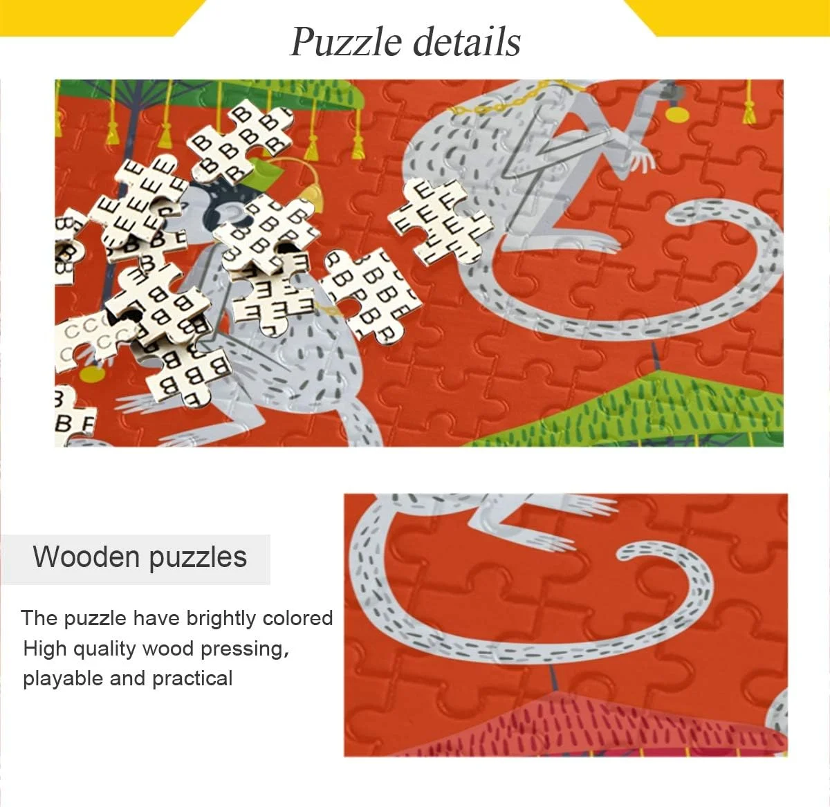 500 Piece Jigsaw Puzzle for Adults Kids, Beautiful Vintage Monkeys Puzzle Wooden Jigsaw Puzzle Family Game Intellective Toys Wall Art Work for Educational Decor Gifts