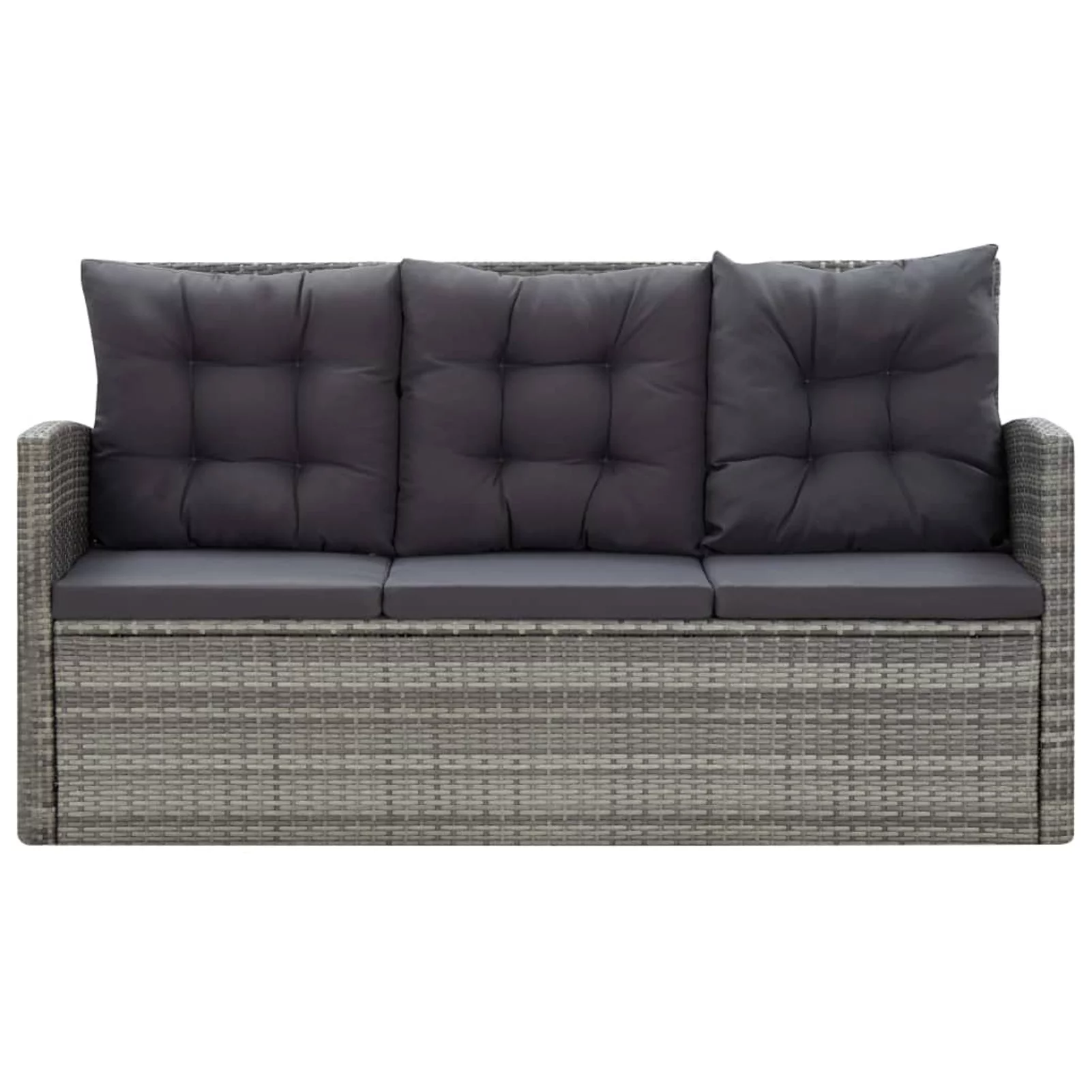 Andoer 5 Piece rattan Dining Set with Cushions Poly Rattan Gray with 2 Single sofa