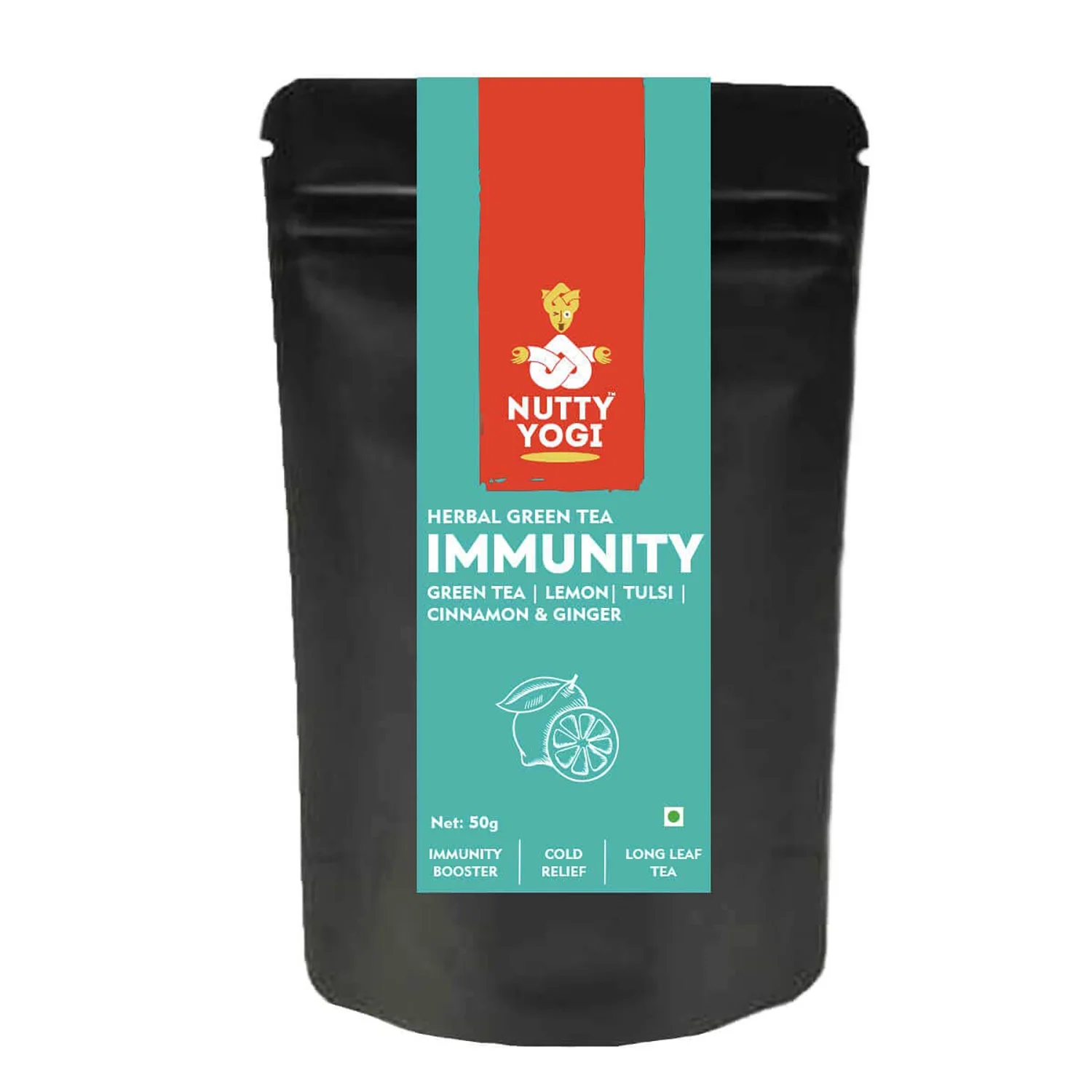 Nutty Yogi Herbal Green Tea Immunity Green Tea Lemon, Tulsi, Cinnamon & Ginger