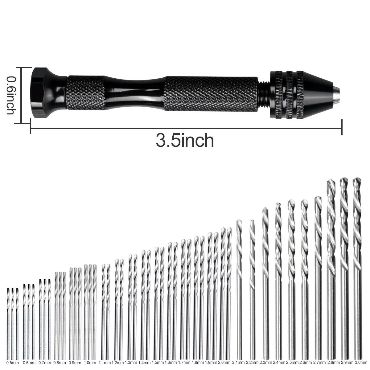 69PCS One Set Hand Drill Bits Kits Micro Pin Vises Twist Drill Bits Set with Precision Hand Pin Vise Rotary Tools