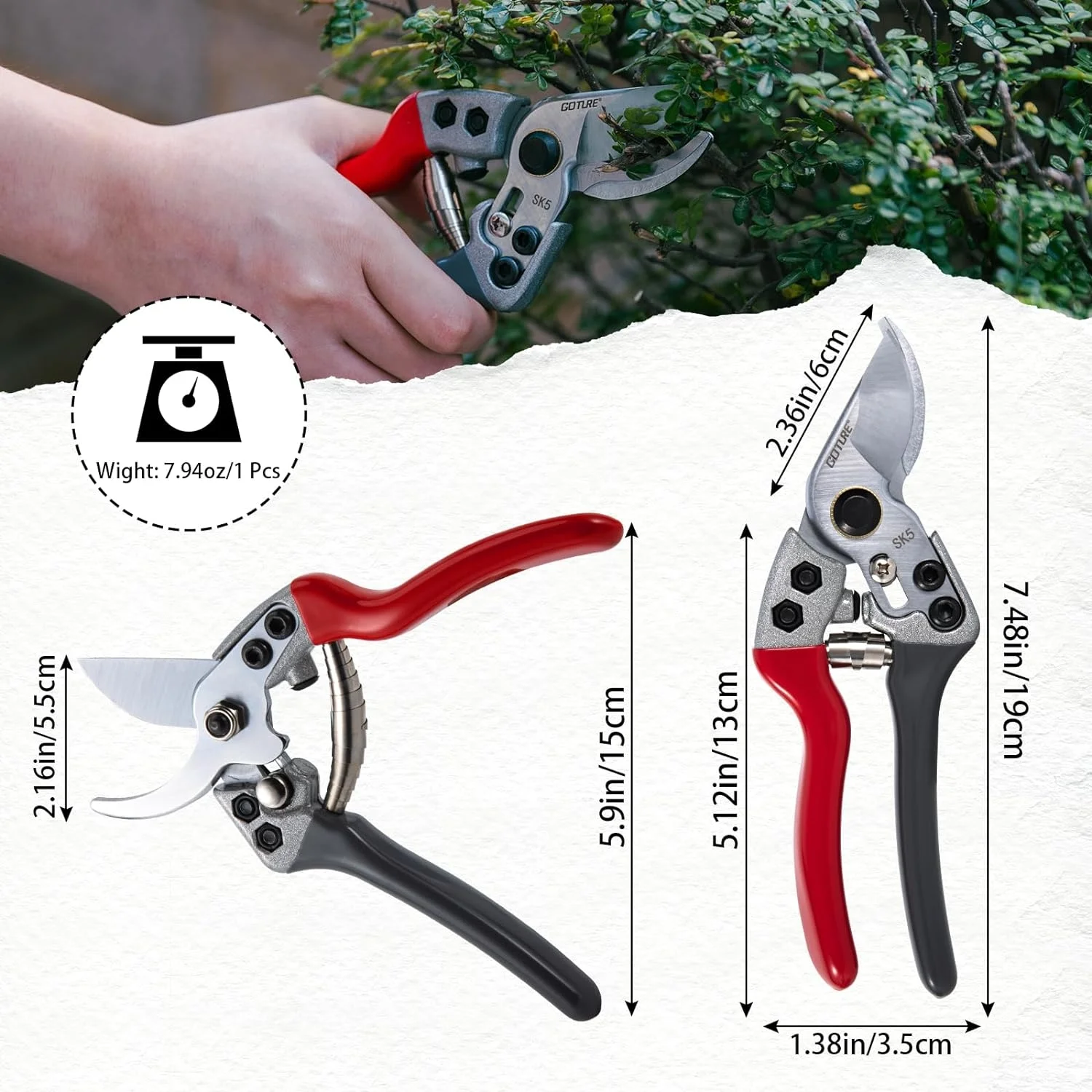 Efficient and Durable High-Quality Beige SK5 Precision Gardening Shears - Ergonomic Design for Accurate and Effortless Cutting  Making Garden Pruning a Breeze with 1Pc