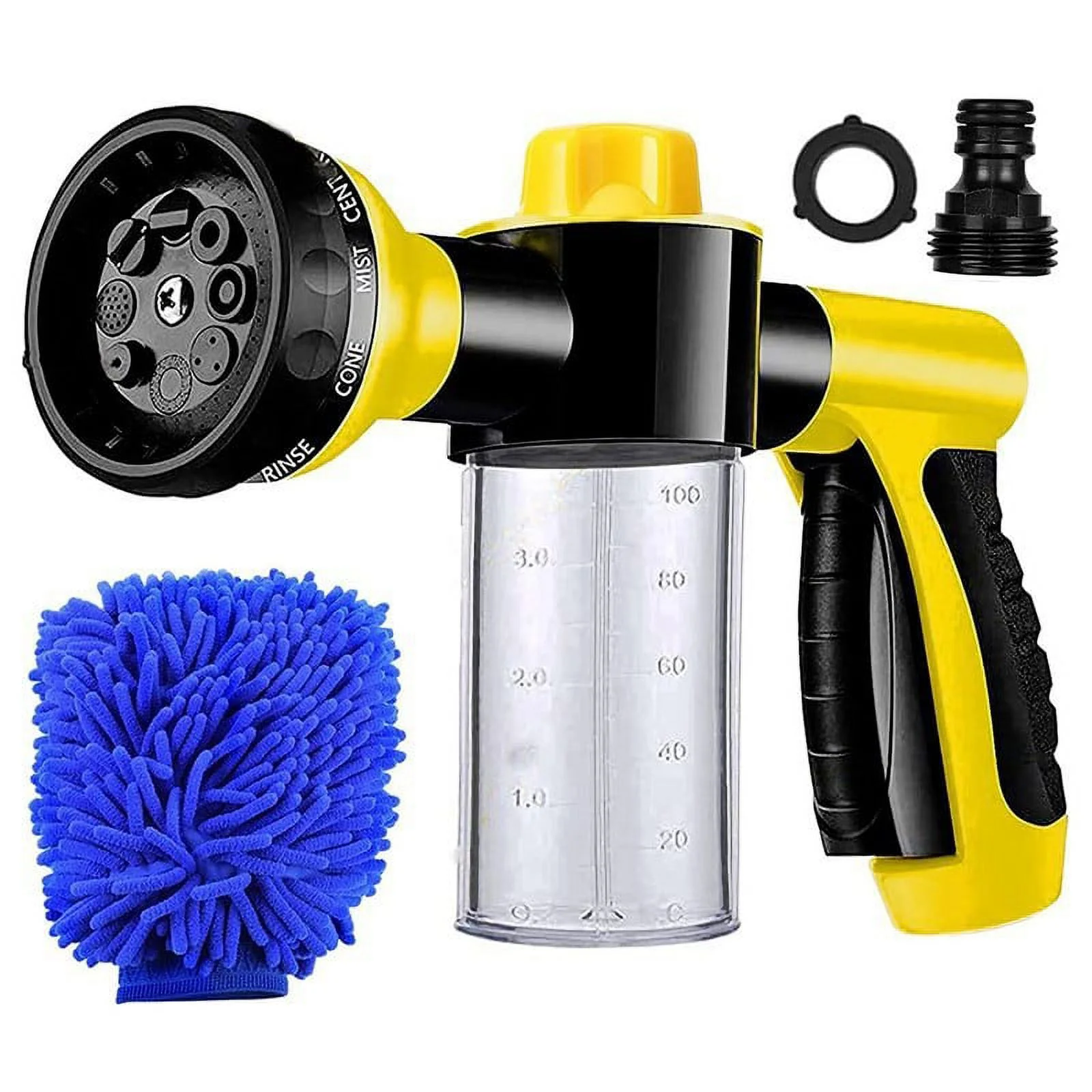 Garden Hose Nozzle, High Pressure Hose Spray Nozzle 8 Way Spray Pattern One-Touch Sprayer for Watering Plants, Lawn, Patio, Car Wash, Cleaning锛孲howering Pet