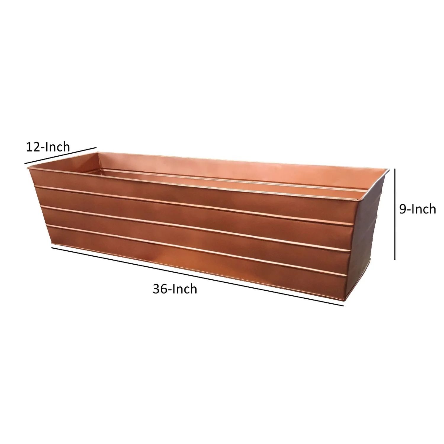 LEIYEHOOM Rectangular Metal Flower Planter Box with Embossed Line Design  Large  Copper