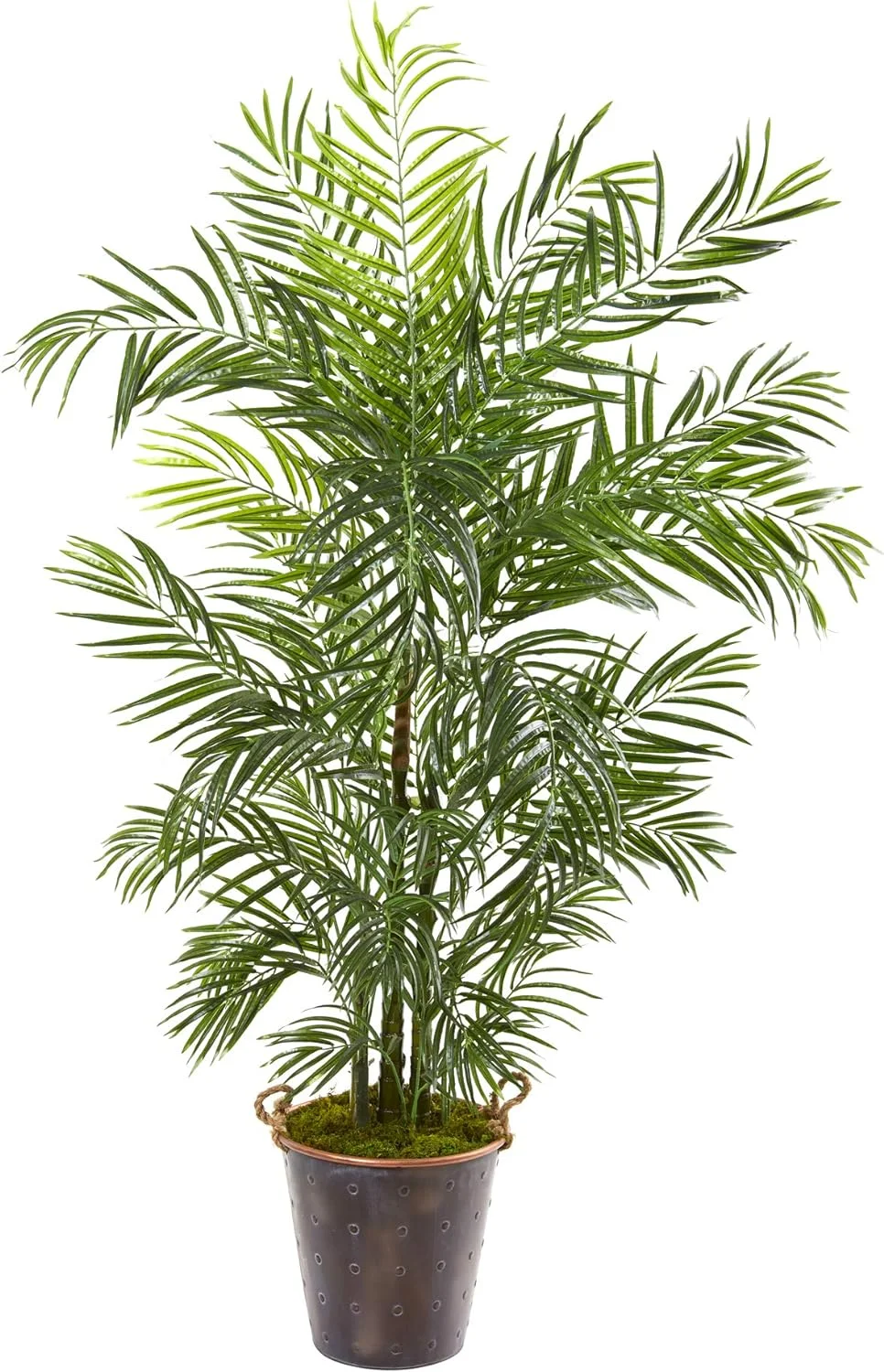 HYUN 69in. Areca Palm Artificial Metal Pail UV Resistant (Indoor/Outdoor) Silk Trees, Green