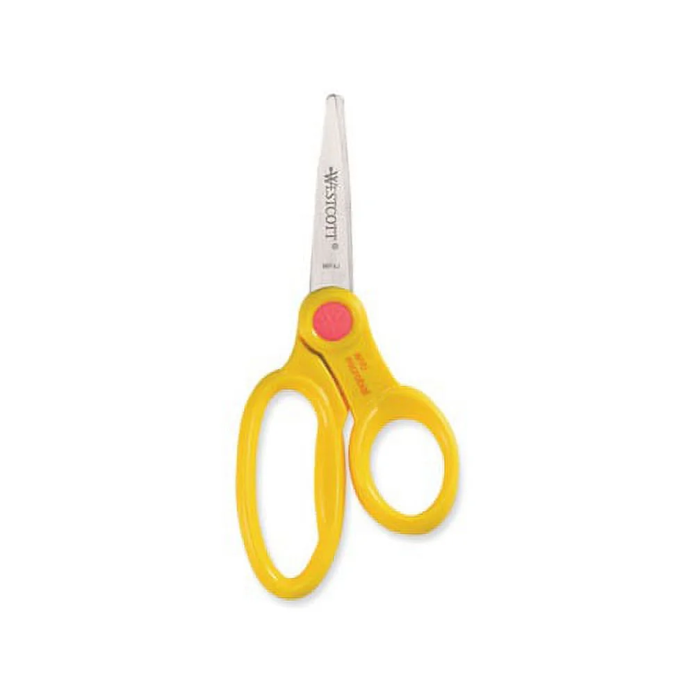 Kids' Scissors with Antimicrobial Protection Pointed Tip, 5" Long, 2" Cut Length, Randomly Assorted Straight Handles