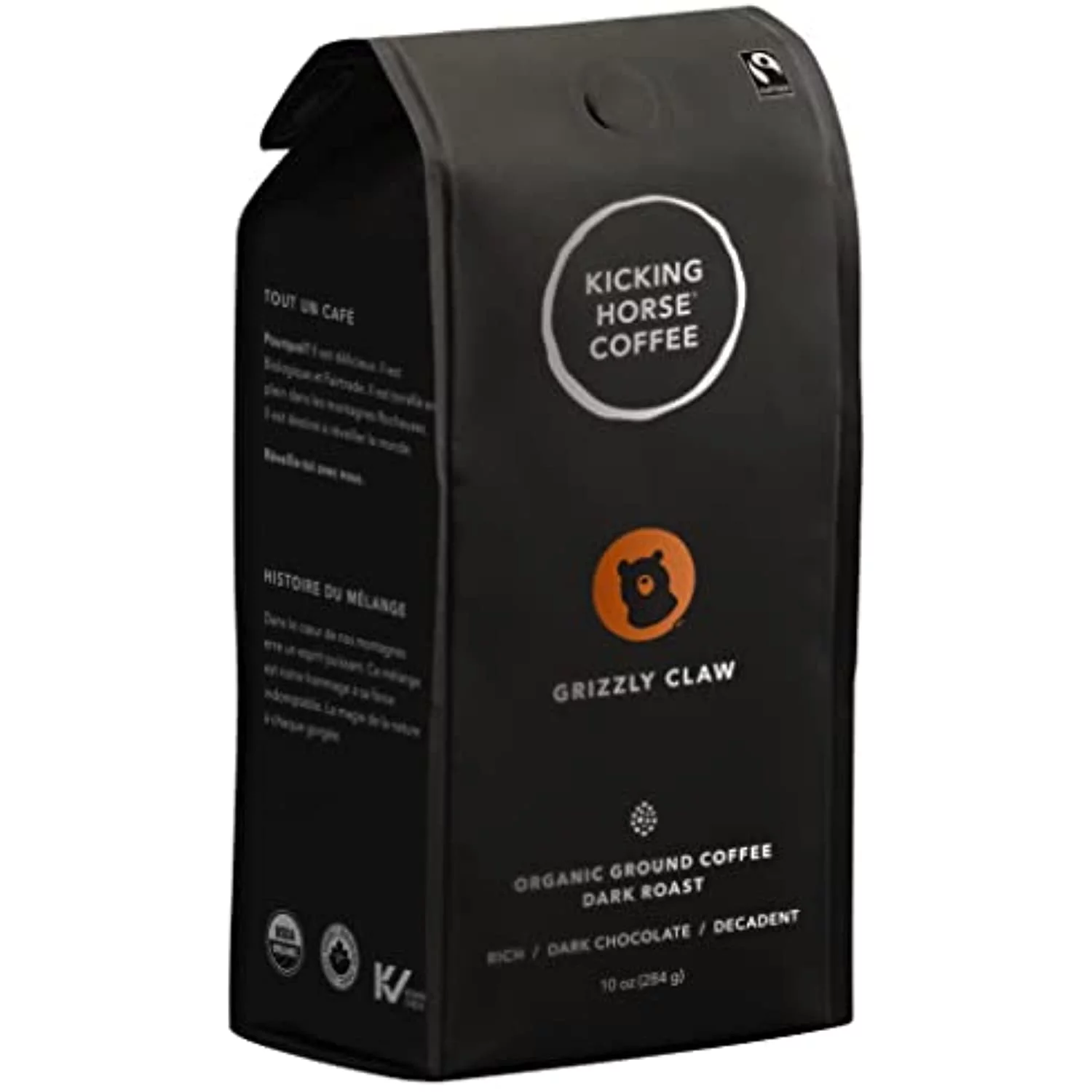 Kicking Horse Coffee Grizzly Claw, Dark Roast, Ground, Certified Organic, Fairtrade, Kosher, Black, 60 Oz, Pack Of 6