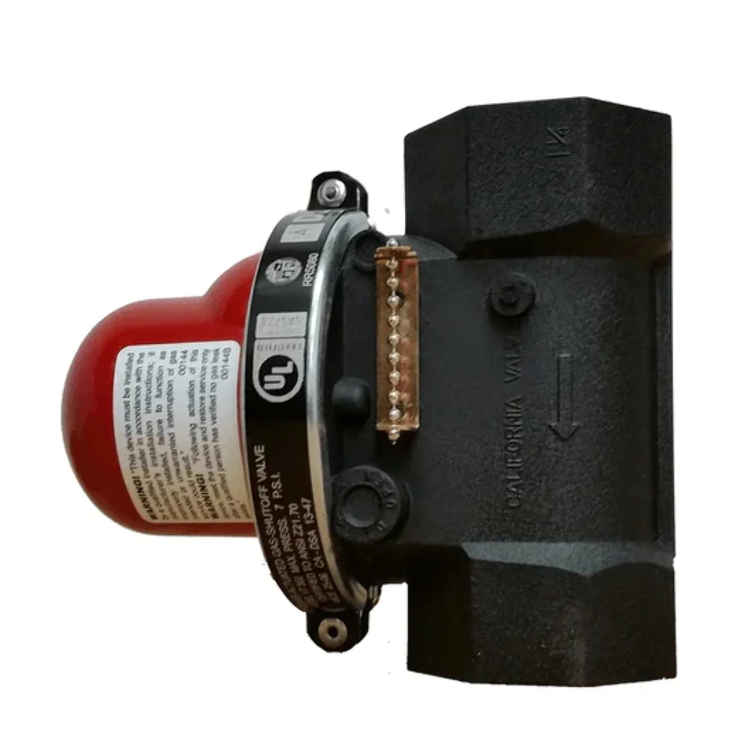 Pacific Seismic Products 301 Series 1 7PSI Vertical Top Inlet Earthquake Gas Shut-Off Valve
