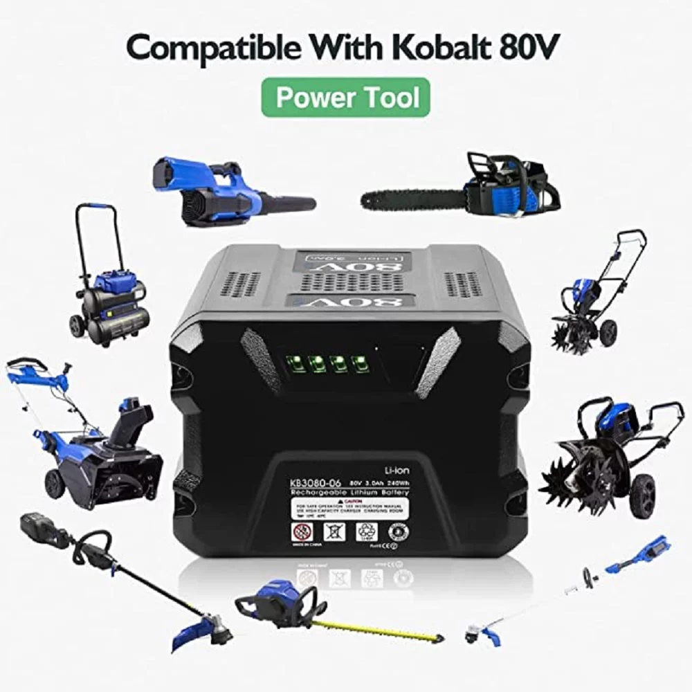 TenHutt 3.0Ah 80Volt Replacement Battery for Kobalt 80V Battery KB2580-06 KB580-06 KB680-06 KB280-06