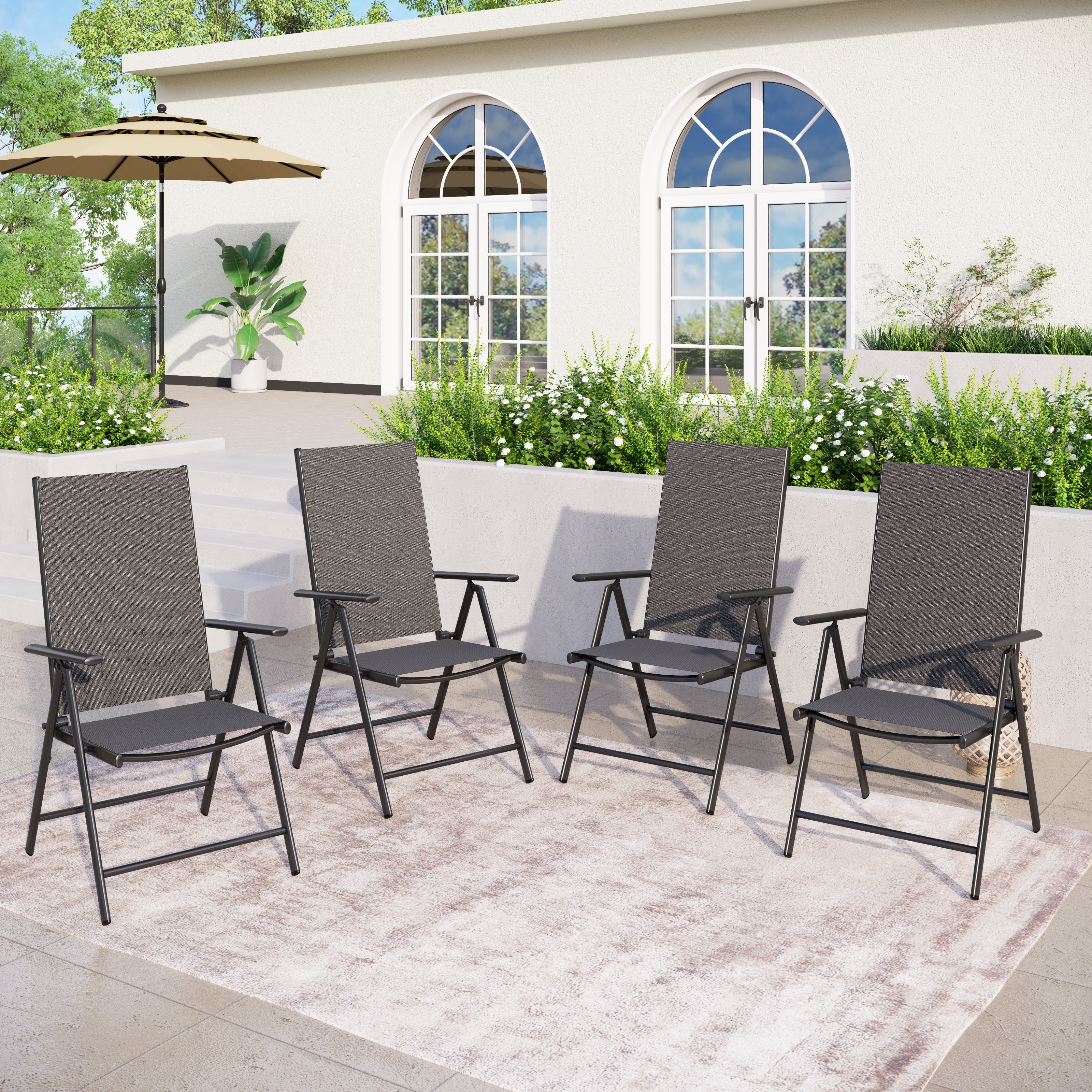 PHI VILLA 4 Reclining Folding Sling Chairs
