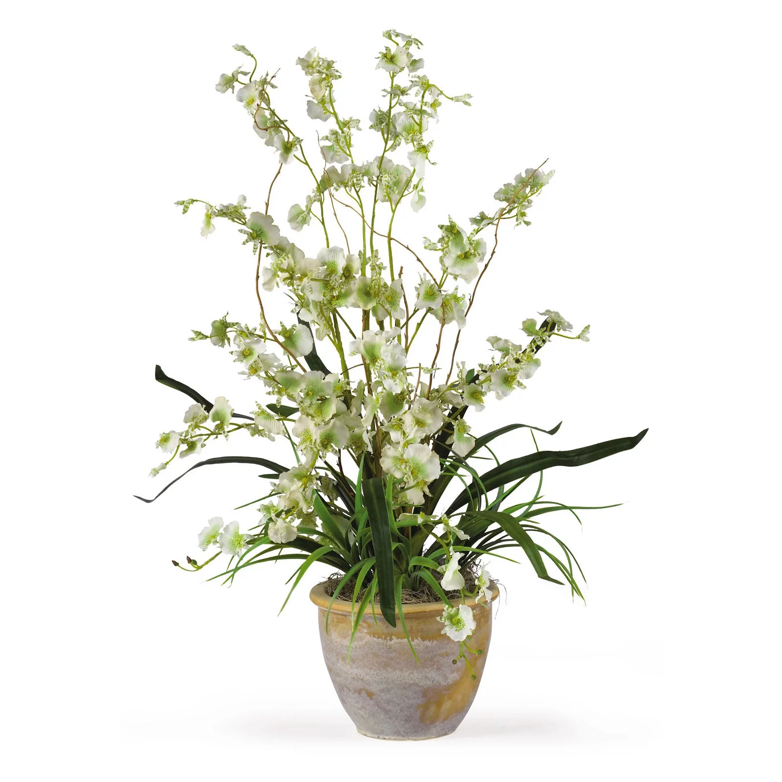 Nearly Natural Dancing Lady Artificial Orchid Artificial Flower Arrangement, Yellow