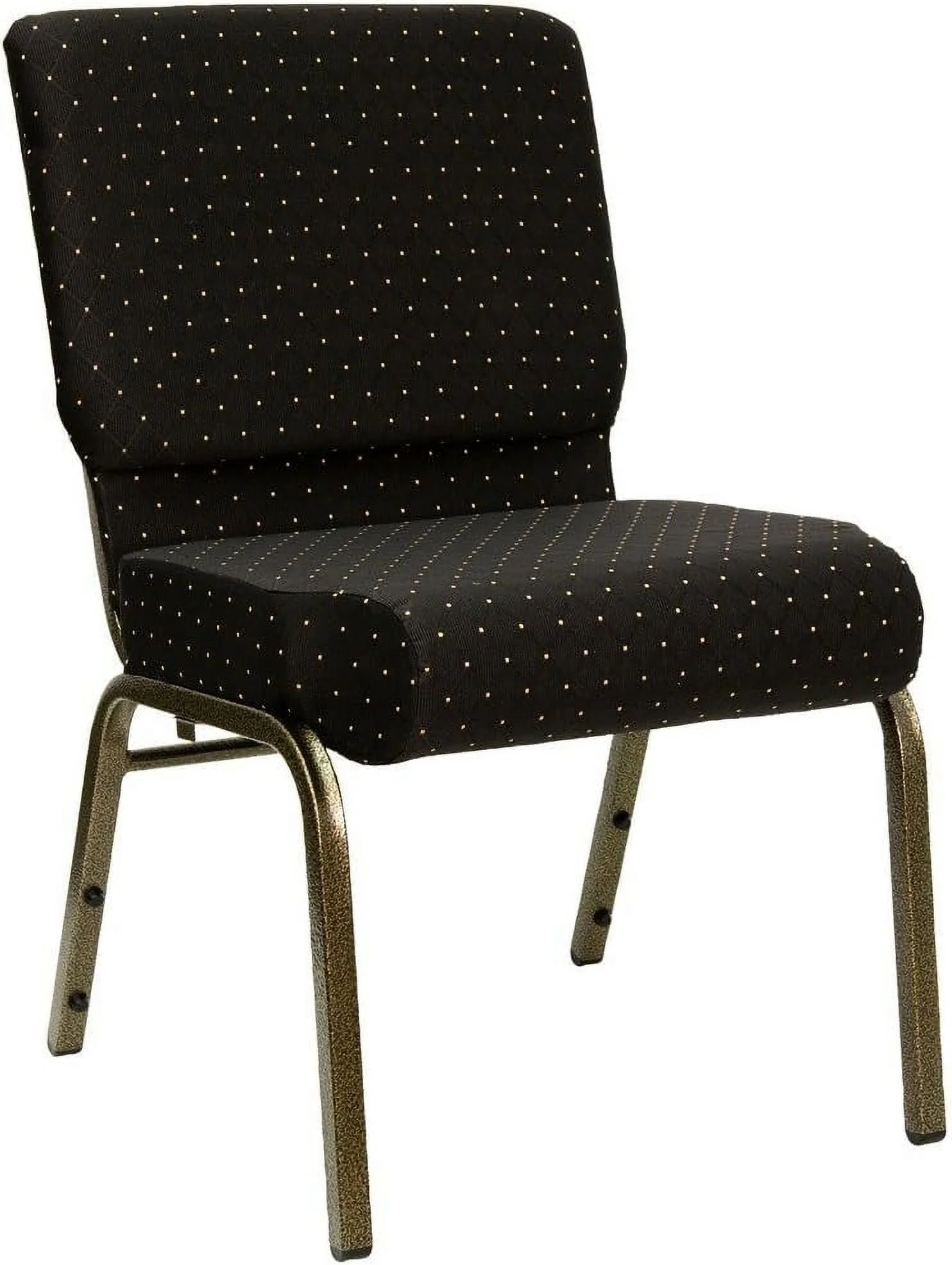 HERCULES Series 21''W Stacking Church Chair In Black Dot Patterned Fabric - Vein Frame