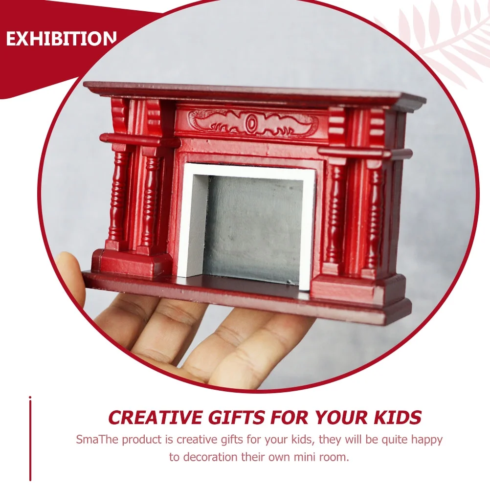 Simulated Fireplace Miniature Outdoor Tools House Decor Houses Mantel Ornaments Red Wooden