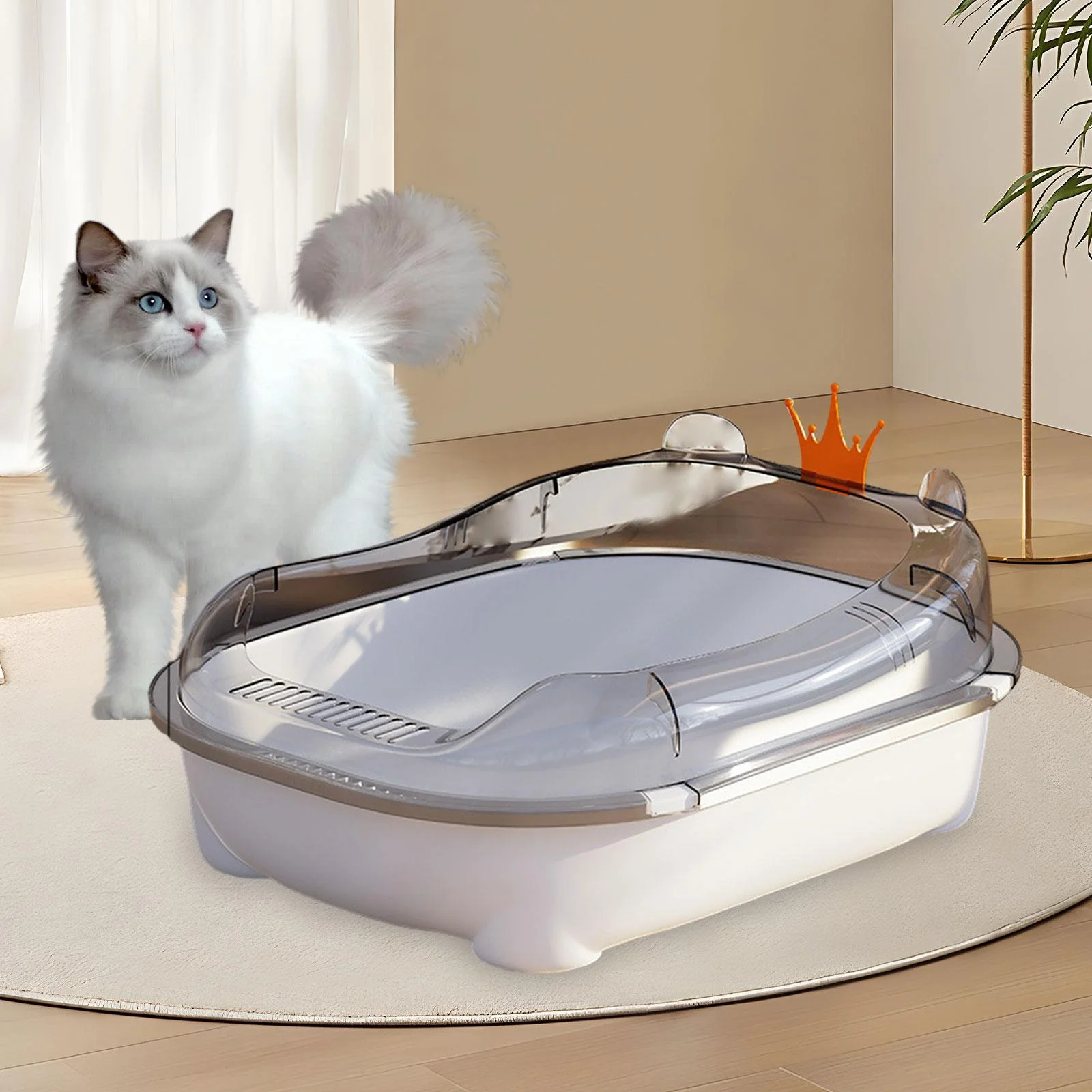 oshhnii Cat Litter Litter Container Cat Sand Box Large Bedpan with High Side Cat white