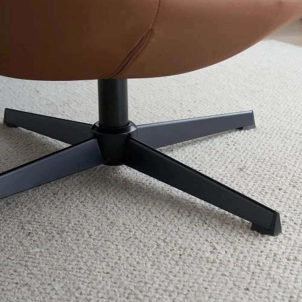 LEIYEHOOM Modern Leisure Chair  Degree Swivel Cuddle Barrel Accent Sofa Chairs  Round Armchairs with Wide Upholstered  Fluffy Seat Cushion and Back  Two Tone ( Brown and White )