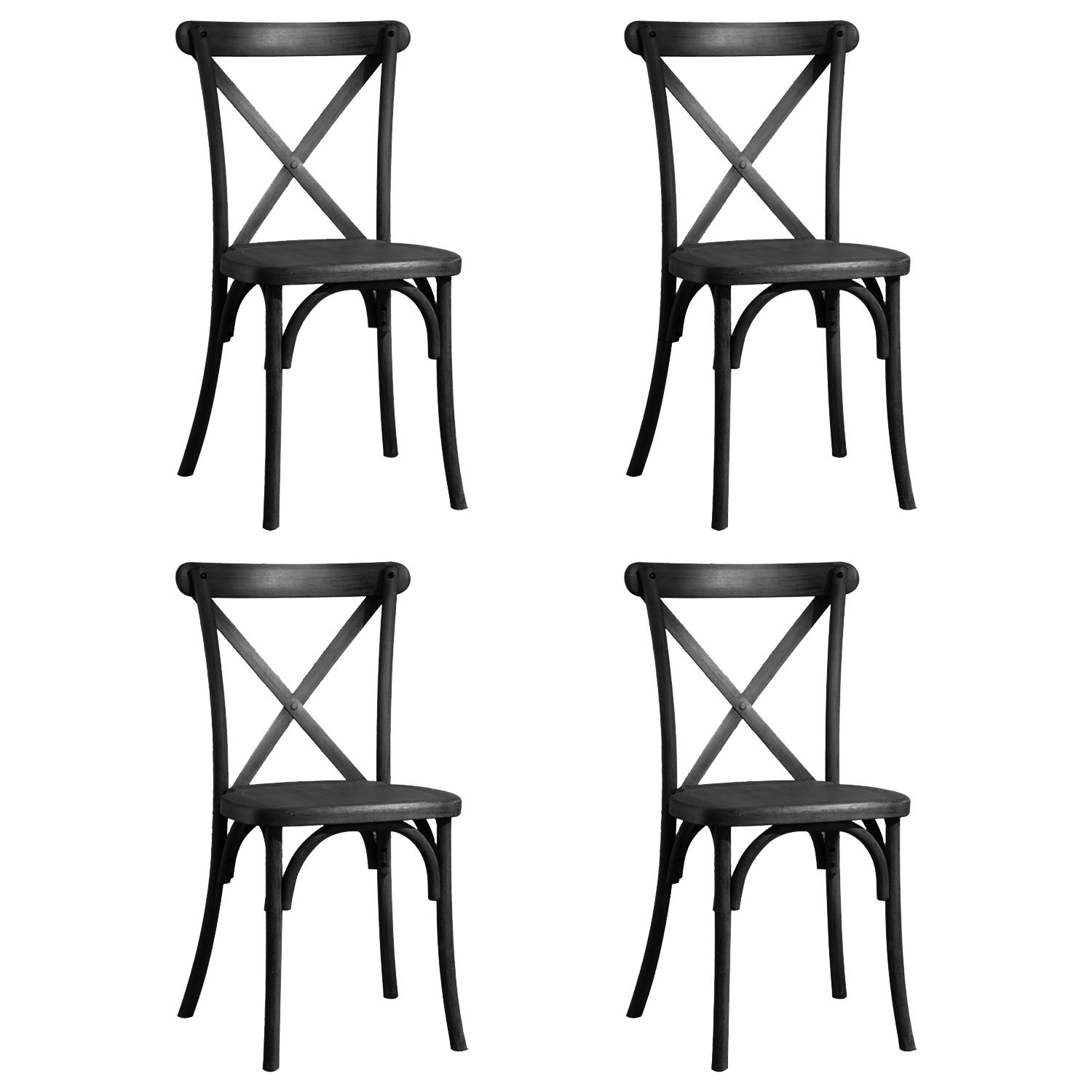 High-Quality and Elegant Black Resin Cross Back Chair Set of 4 - Perfect for Dinning Room  Wedding  and Commercial Use - Durable Furniture Option