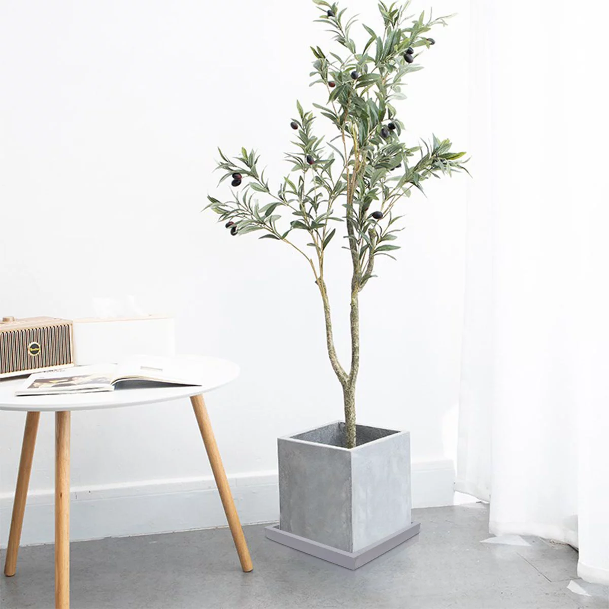 Qumonin Large Square Saucer Drip Tray for Indoor Plants 20x20cm Grey