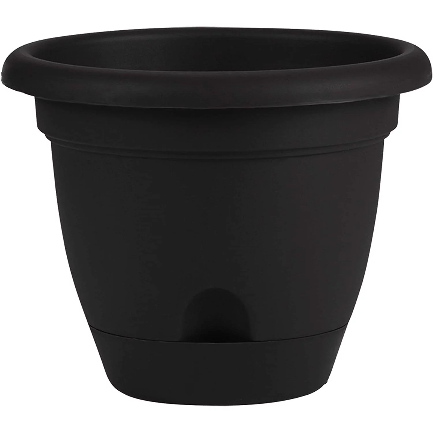 WJUN Lucca Self Watering Planter w/Saucer (LP1400), Black, 14