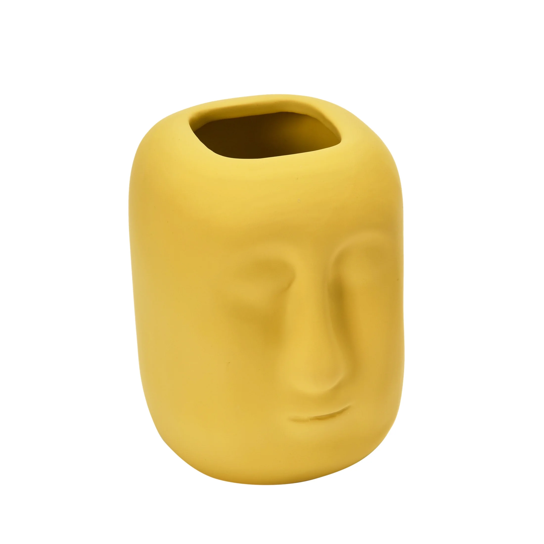 Bloomingville Stoneware Planter with Face, Latex Glaze