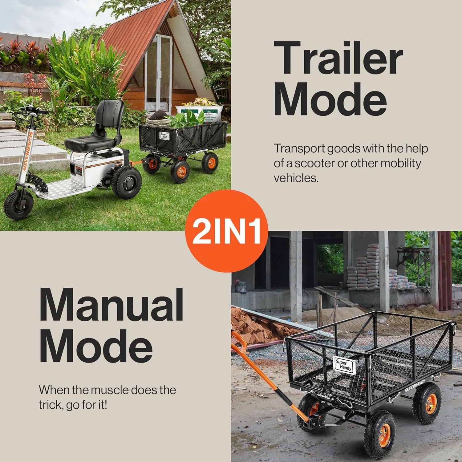 SuperHandy Garden Cart with Tow & Dump Features - 10