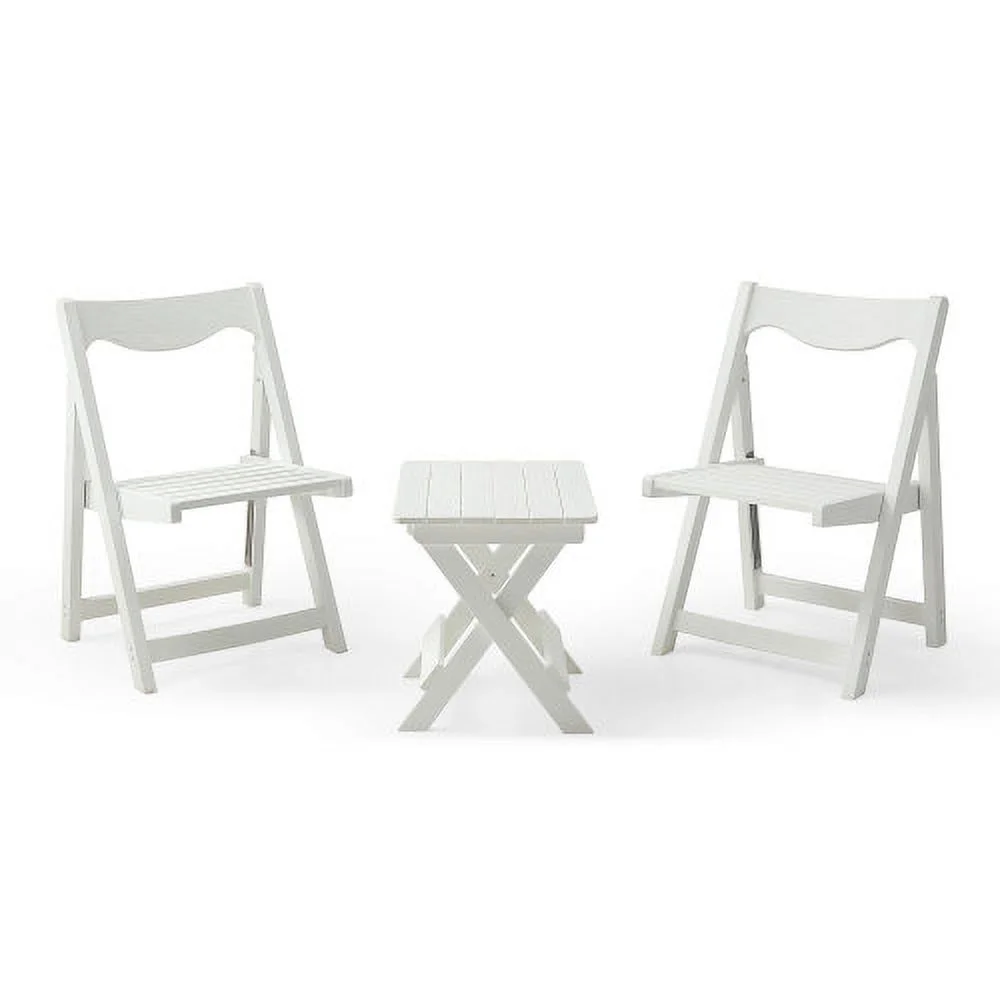 GRTYOKF HIPS  Outdoor  Foldable Small Table and Chair Set with 2 Chairs and Rectangular Table  Teak