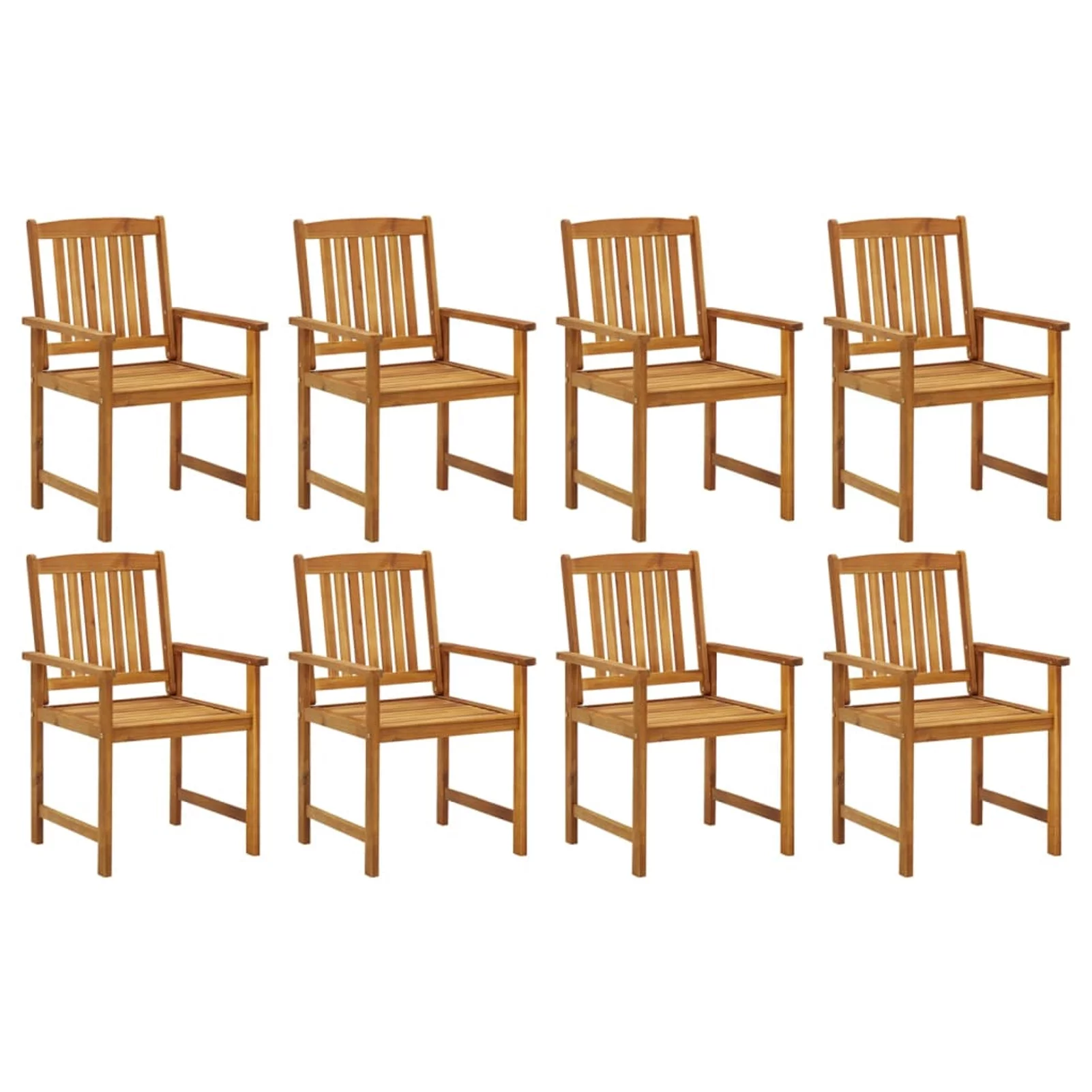 Dcenta 8 Piece Garden Chairs Acacia Wood  Dining Chair for Patio, Balcony, Backyard,  Furniture 24 x 22.4 x 36.2 Inches (W x D x H)