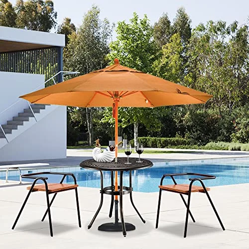 Henf Outdoor Cast Aluminum Dining Table with 2