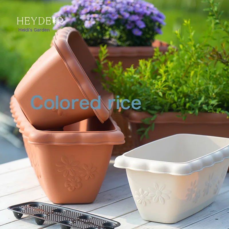 Elysee Pattern Flower Pot Bashing Courtyard Balcony Green Flower Pot Potted Plants Durable Beauty View Long Basin Long Pot Holder 550 Shallow Meters In Three Medium-Resin