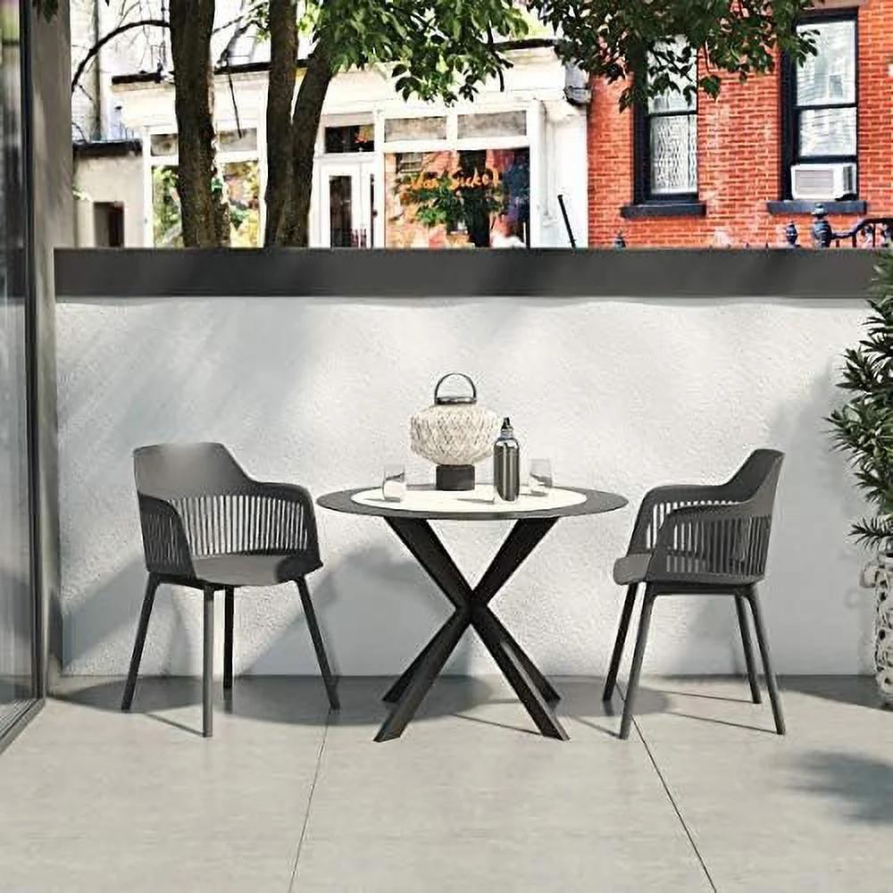 CHIUOJN   Camelo Collection  Indoor/Outdoor Resin  2-Pack  Black Dining Chairs  Contoured Back