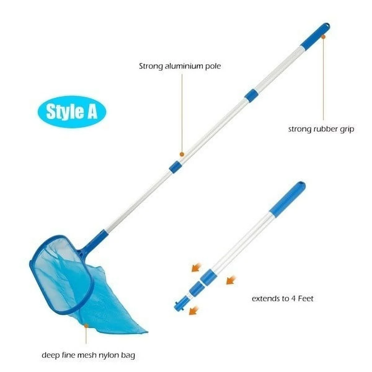 Everso Swimming Pool Pond Fountain Vacuum Cleaner Leaf Skimmer Mesh Set Cleaning Tool