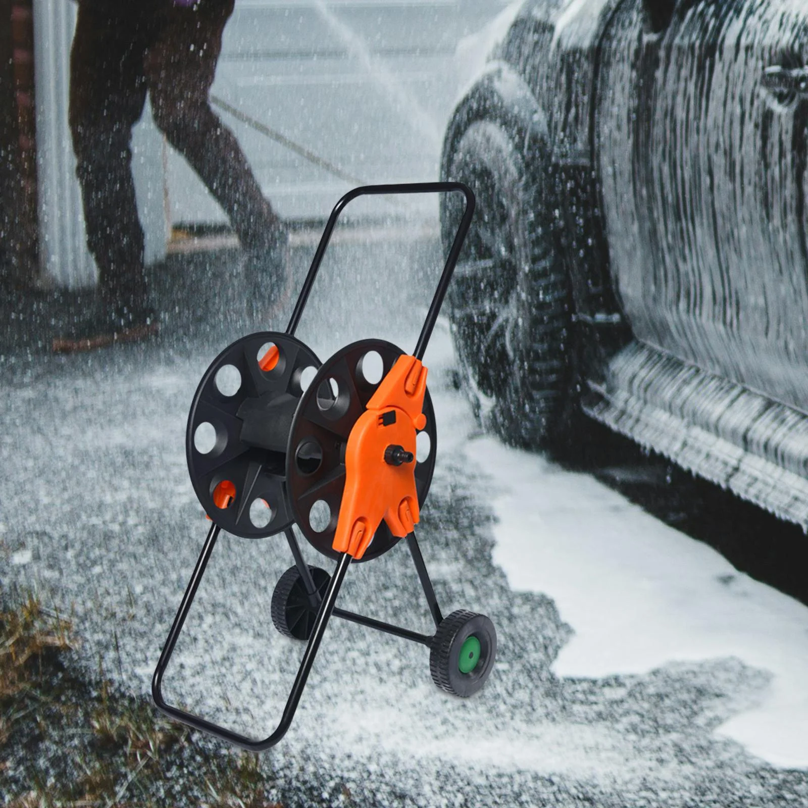 Gazechimp Hose Reel Cart Gardening Tool Pipe Organizer for Patio Outdoor Cleaning Farm