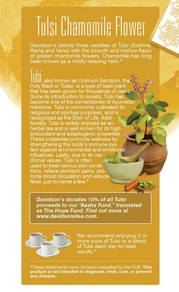 Davidsons Tea Tulsi Chamomile Flower, 25-Count Tea Bags (Pack of 6)