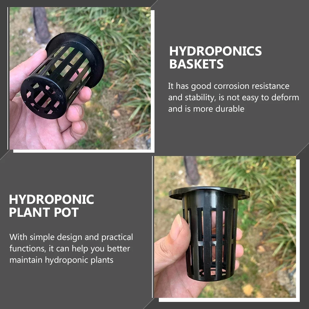 50 Pcs Plant Pots Mesh Cups for Hydroponics Plant Nursery Net Cups Planting Basket Hydroponics Mesh Container Plastic