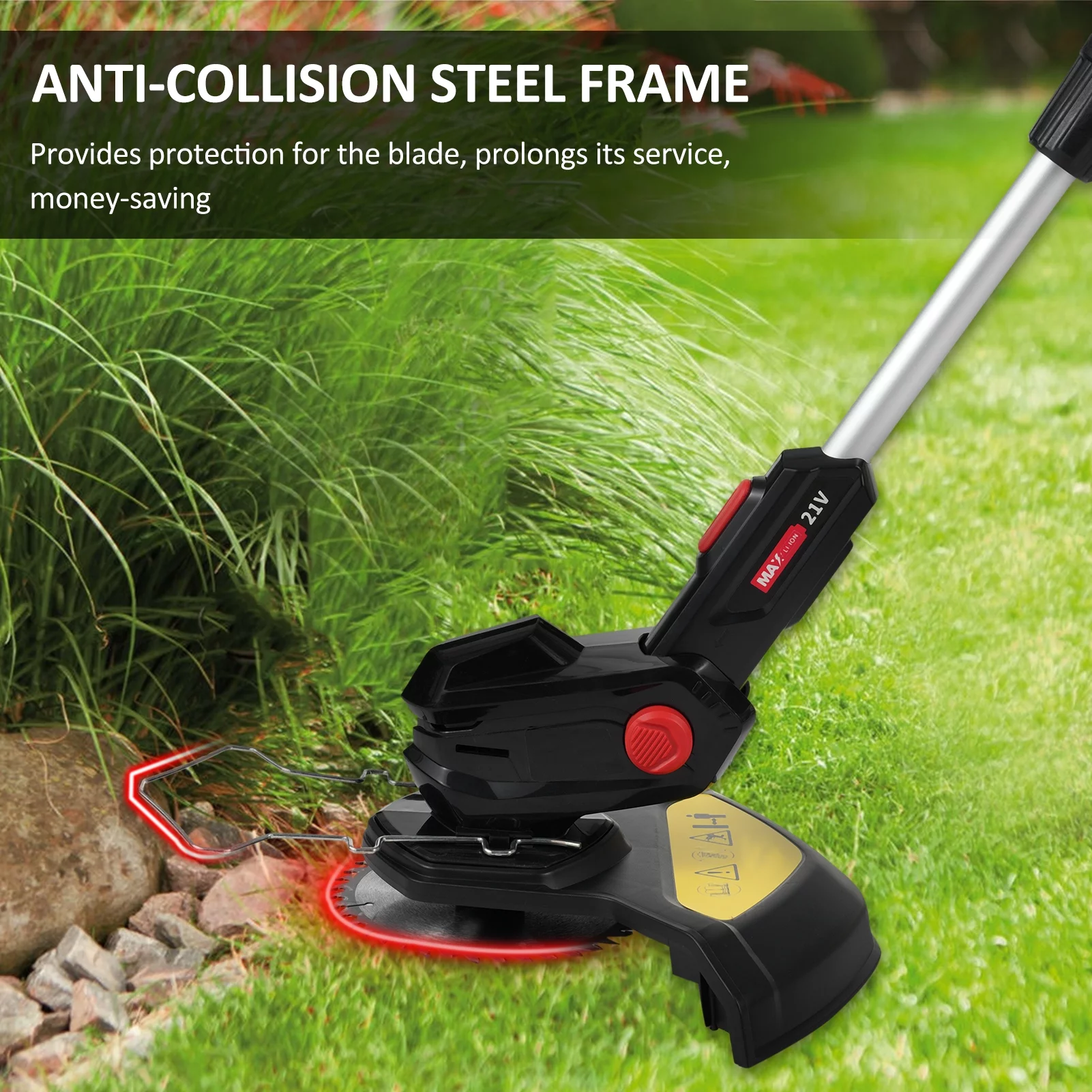 Blusea 21V String Trimmer Grass Trimmer/Edger/Mini-Mower with 2500mAh Battery