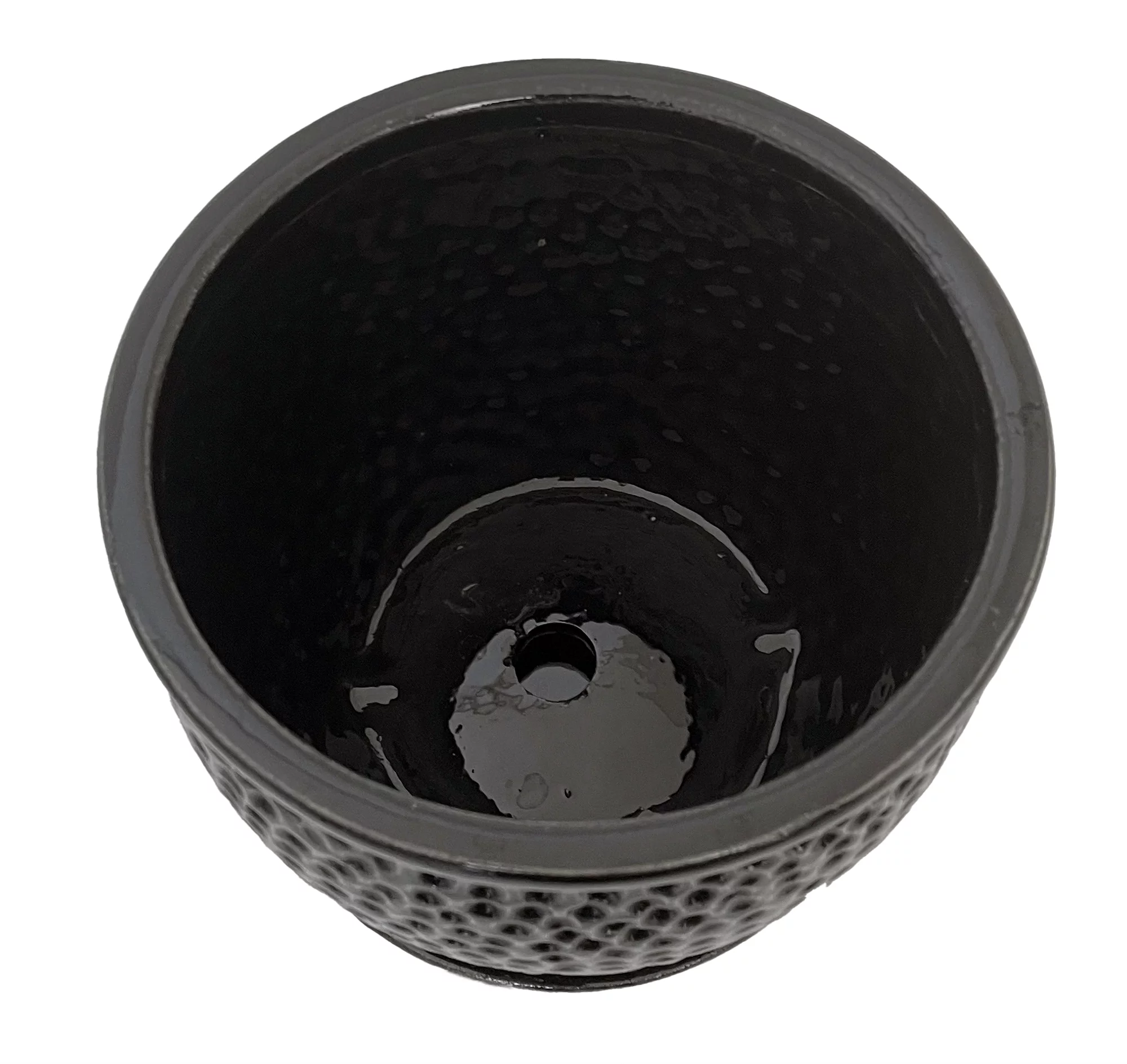 Pebble Black Ceramic Pot with Attached Saucer - 5.5