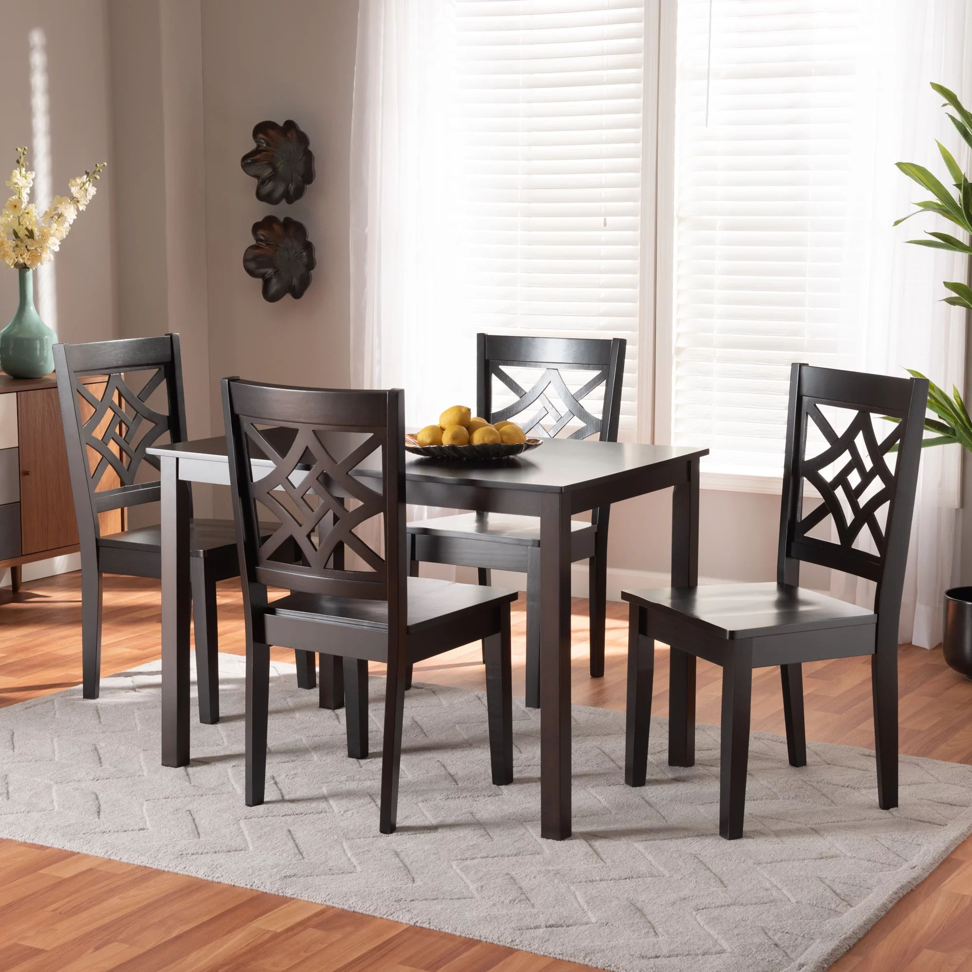 Baxton Studio Nicolette Modern and Contemporary Dark Brown Finished Wood 5-Piece Dining Set