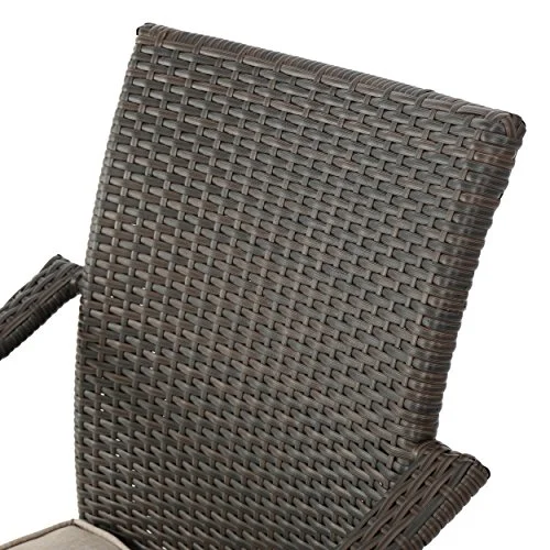 Christopher Knight Home San Pico Wicker Stacking Chairs, 4-Pcs Set, Multibrown / Textured Beige