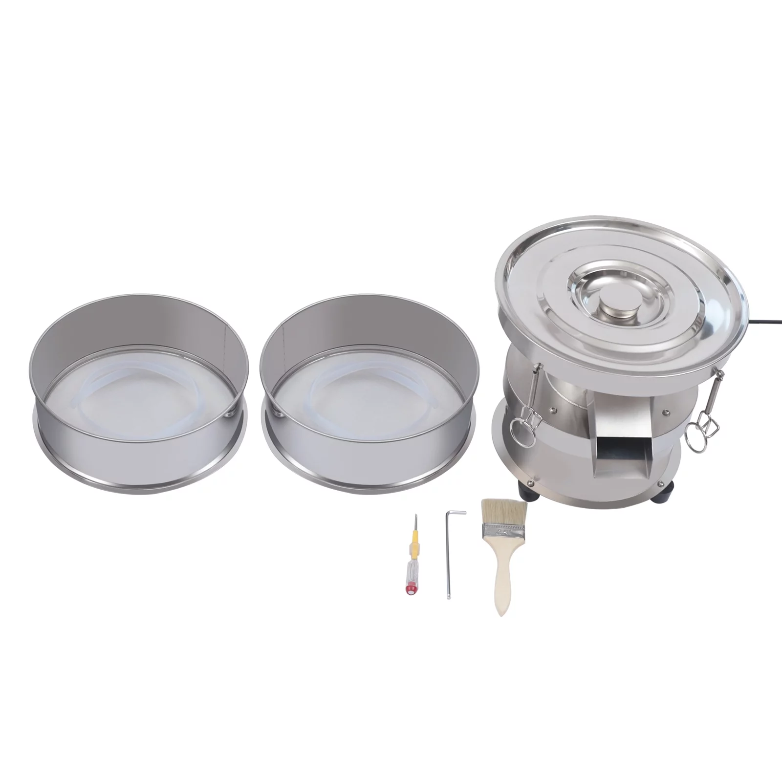 Miumaeov Automatic Sieve Shaker 50W 110V Electric Flour Sifter Vibrating Sieve Machine 1350N/Min 40-Mesh Sieve + 60-Mesh Sieve