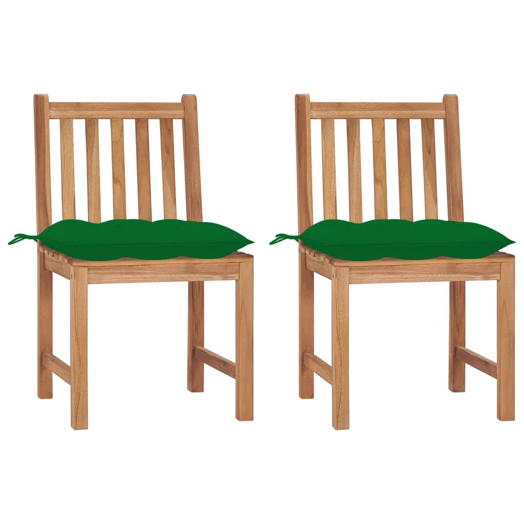 Walmeck Patio Chairs 2 pcs with Cushions Solid Teak Wood