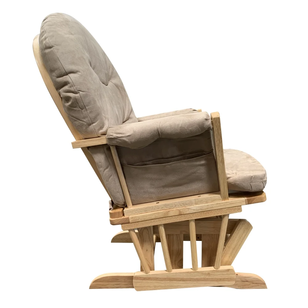 Rehan Chair & Ottoman (2Pc Pk) in Taupe Microfiber & Natural Oak