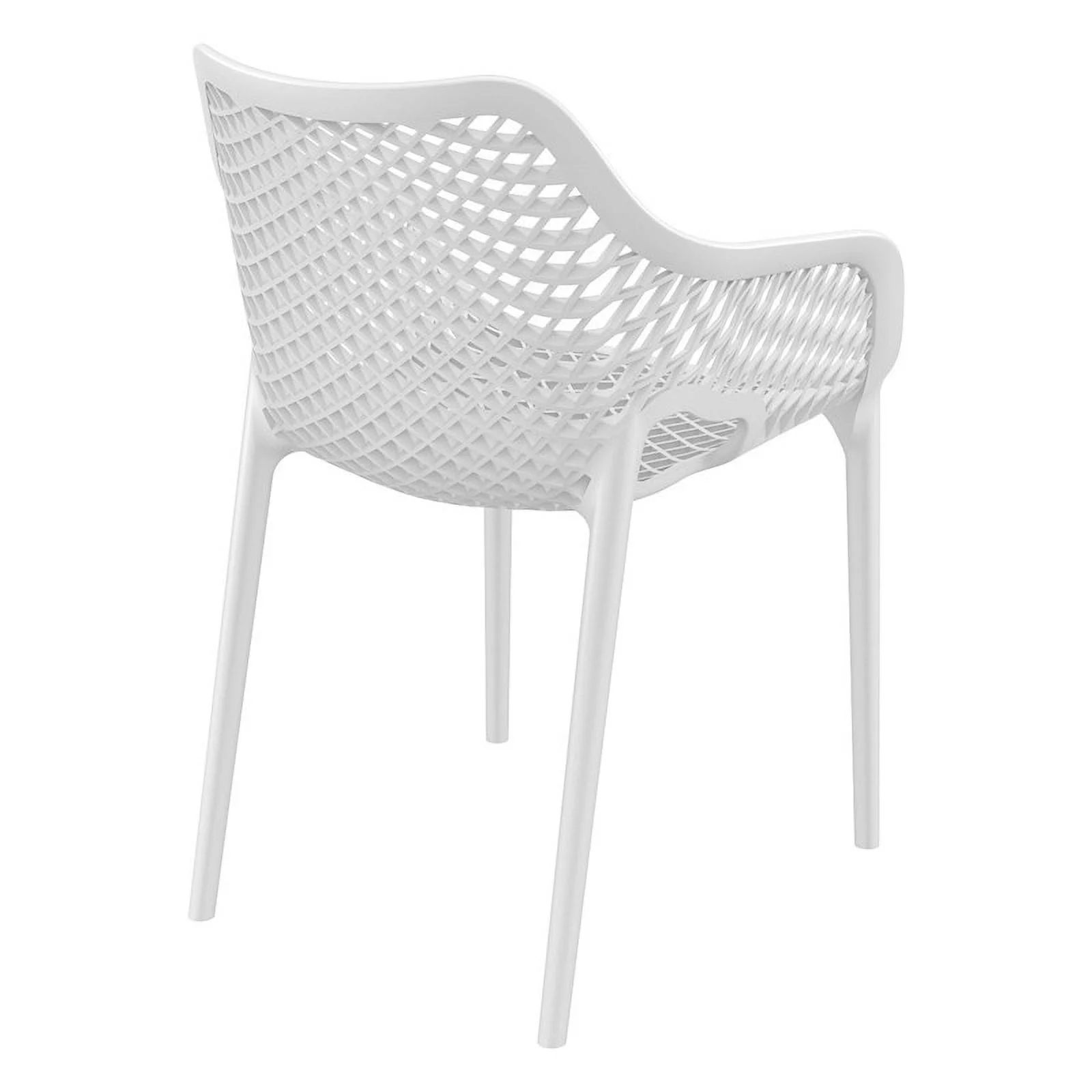 Pemberly Row Contemporary Outdoor Patio Dining Arm Chair in White
