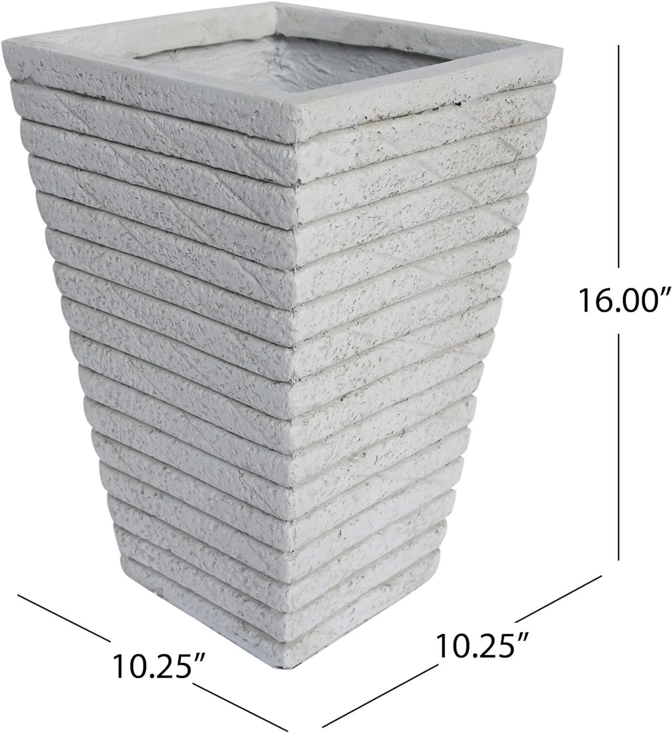 Urn Planter, Square, Tapered, Riveted, Antique  Lightweight Concrete