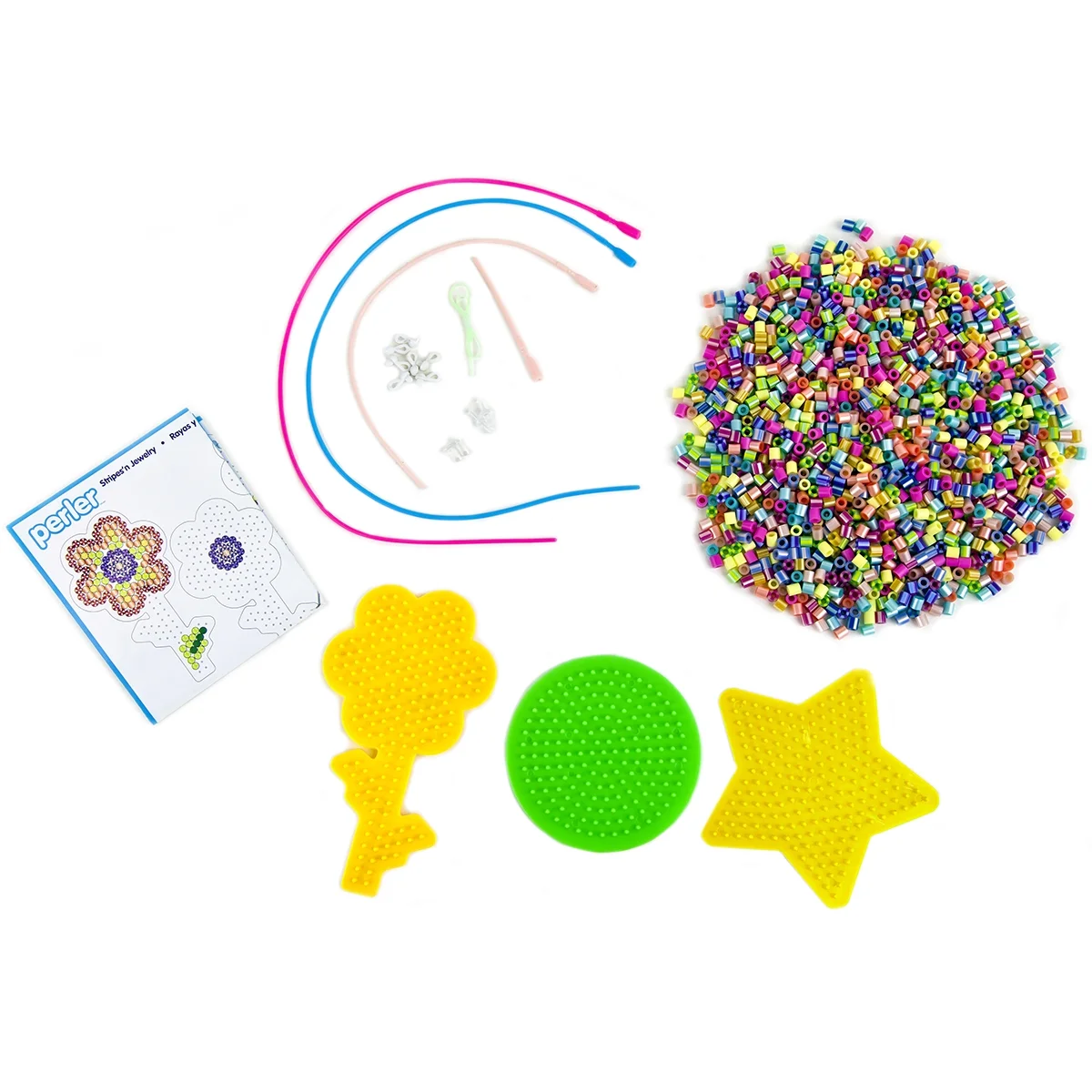 Perler Fun Fusion Fuse Bead Activity Kit, Stripes and Jewelry, 2000 Pieces and 3 Pegboards
