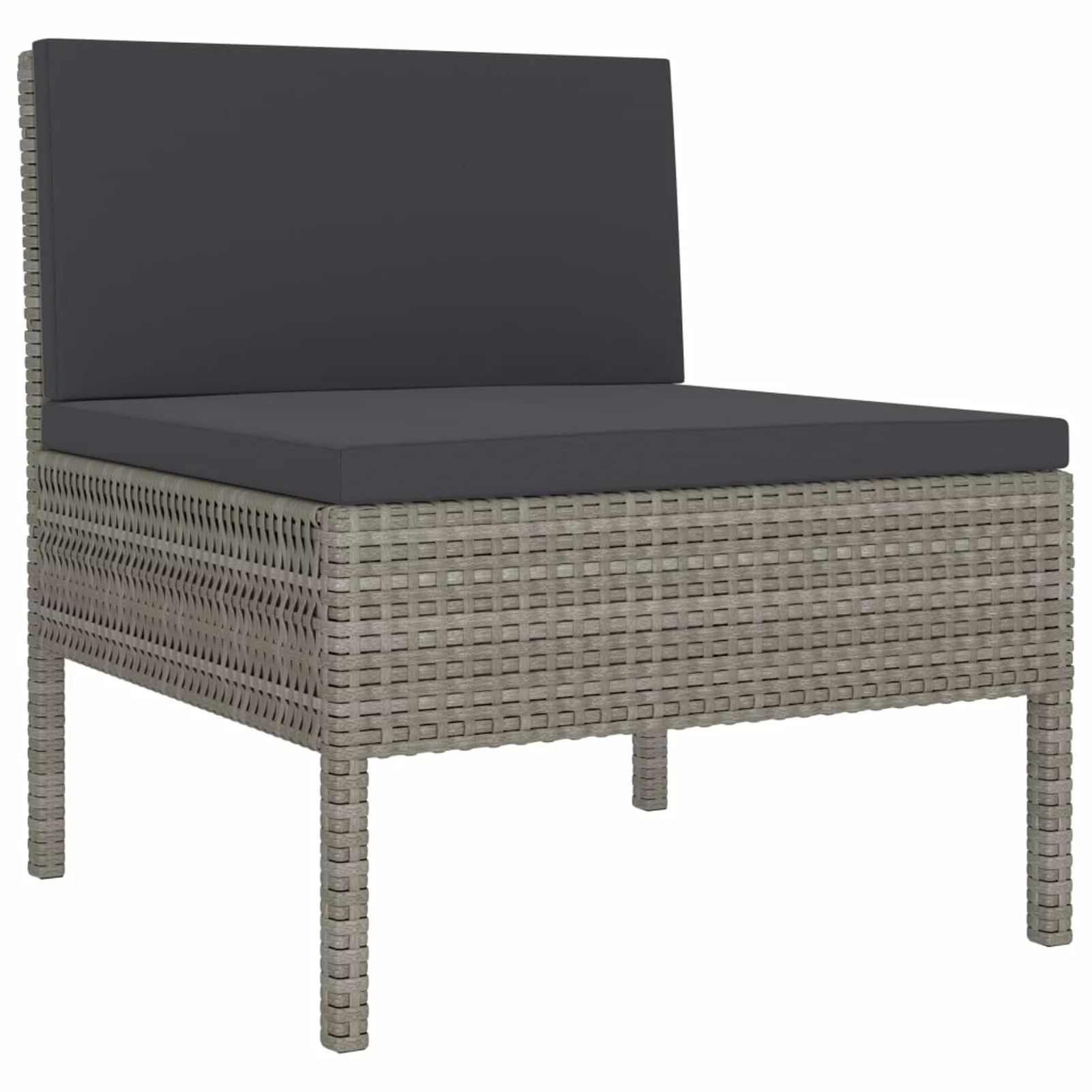 Carevas 3 Piece Patio Set with Cushions Poly Rattan Gray