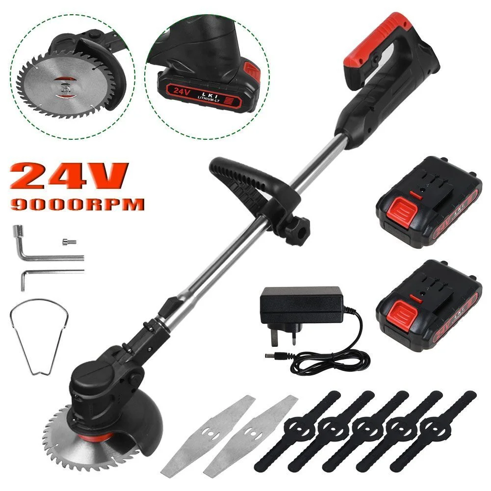 Electric Cordless Grass String Trimmer Lawn Edger Weed Wacker Cutter 2 Battery