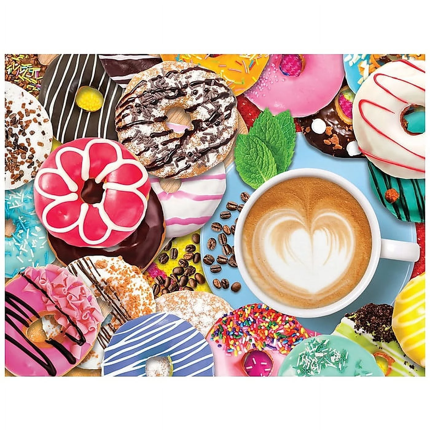 Springbok Puzzles 33-01596 Donuts N' Coffee - 500 Piece Jigsaw Puzzle for Adults - Unique Cut Pieces
