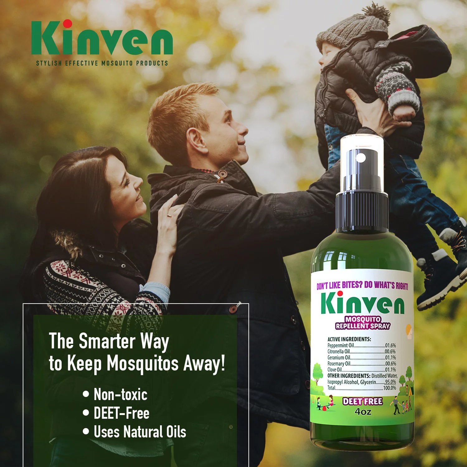 Kinven Anti Mosquito Repellant Bundle - Mosquito Repellent Spray 4oz (2 Bottles)